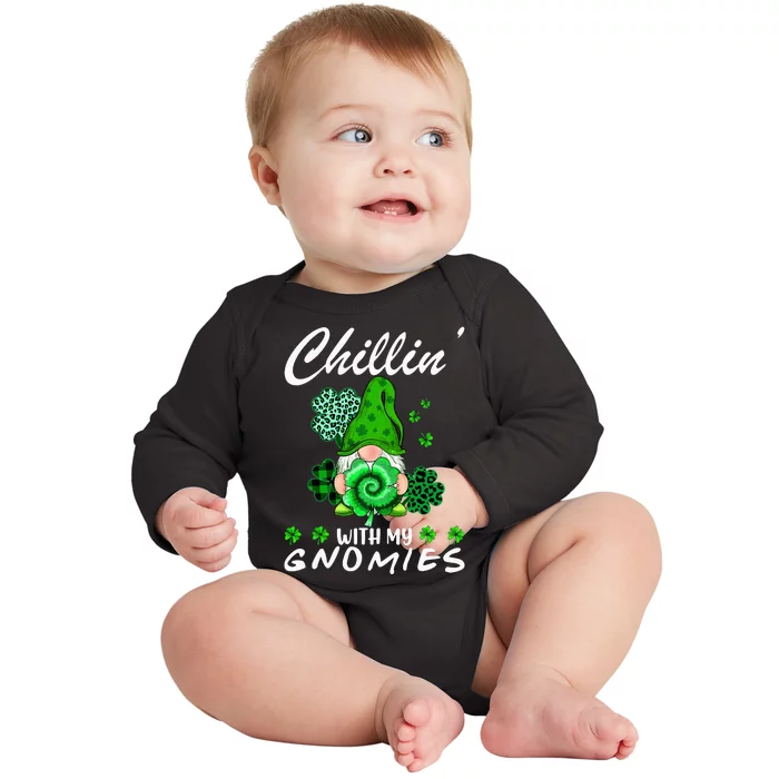 Chilling With My Gnomies St Patrick's Day Gnome Lovers Baby Long Sleeve Bodysuit