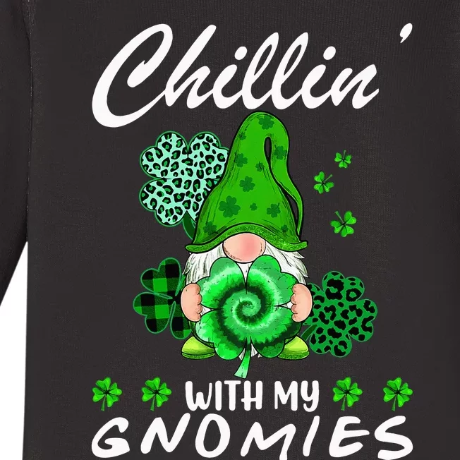 Chilling With My Gnomies St Patrick's Day Gnome Lovers Baby Long Sleeve Bodysuit