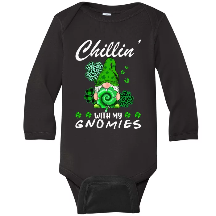 Chilling With My Gnomies St Patrick's Day Gnome Lovers Baby Long Sleeve Bodysuit