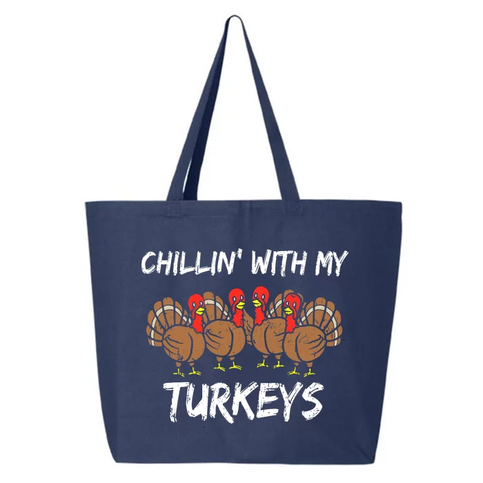 Chillin With My Turkeys Retro Thanksgiving Family Boys 25L Jumbo Tote