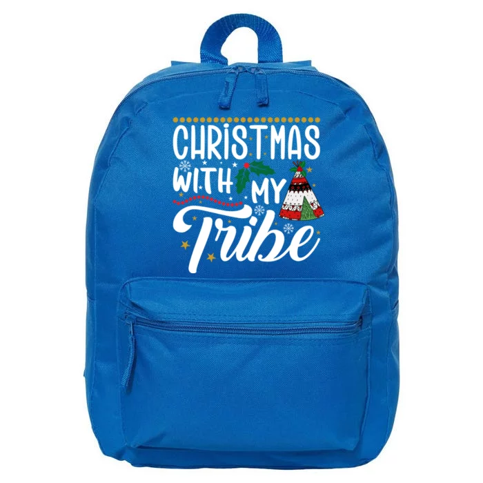 Christmas With My Tribe Red Plaid Family Matching Outfit Gift 16 in Basic Backpack