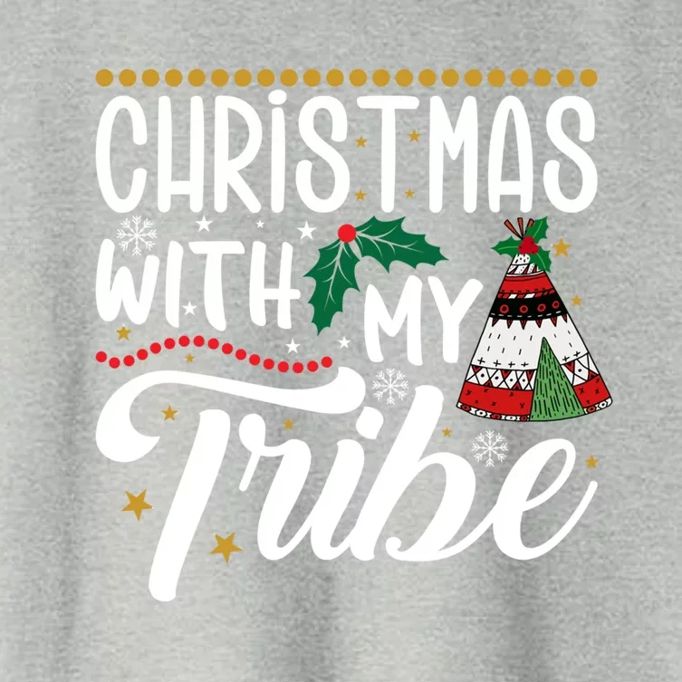 Christmas With My Tribe Red Plaid Family Matching Outfit Gift Women's Crop Top Tee