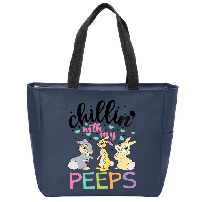 Chilling With My Peeps Cute Easter Day Peeps Easter Bunny Zip Tote Bag