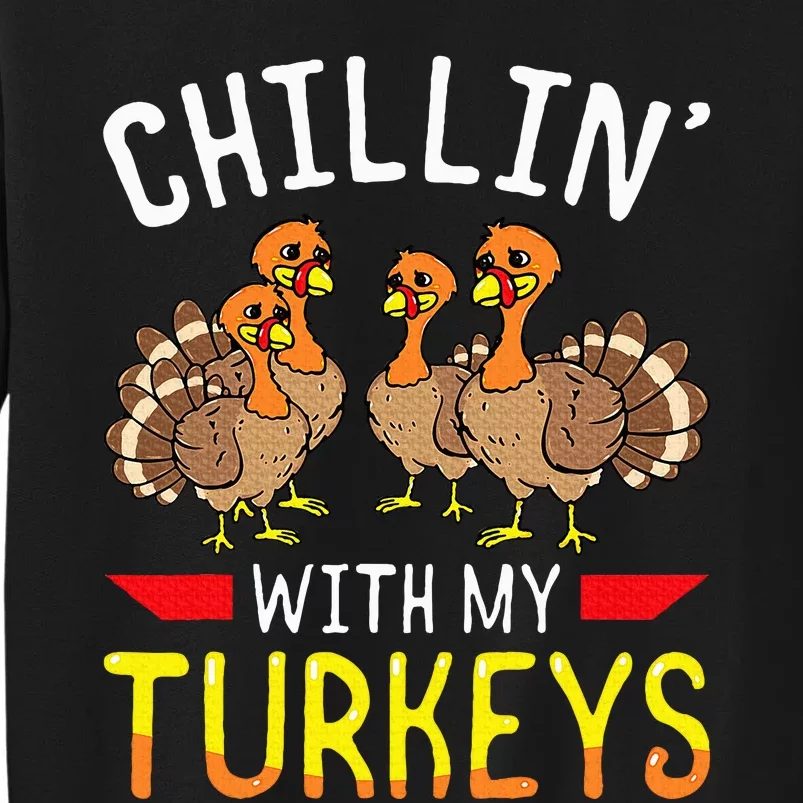 Chillin With My Turkeys Thanksgiving Family Kids Sweatshirt