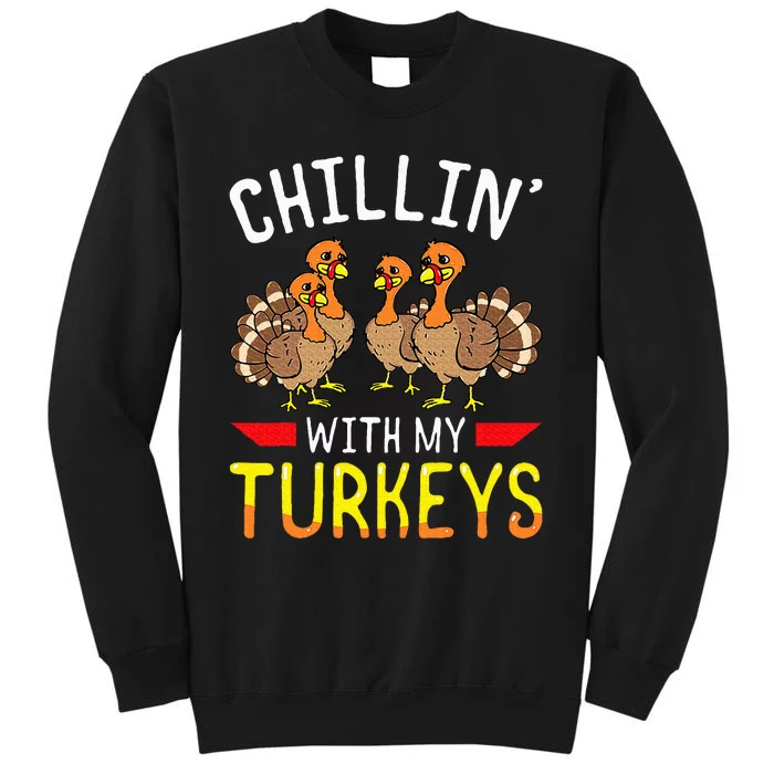 Chillin With My Turkeys Thanksgiving Family Kids Sweatshirt