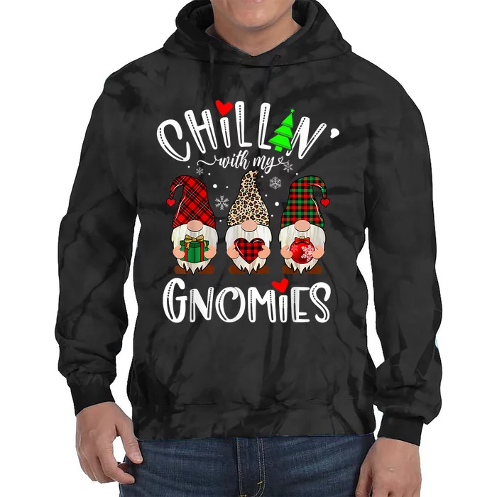 Chillin With My Gnomies Christmas Gnome Family Matching Xmas Tie Dye Hoodie