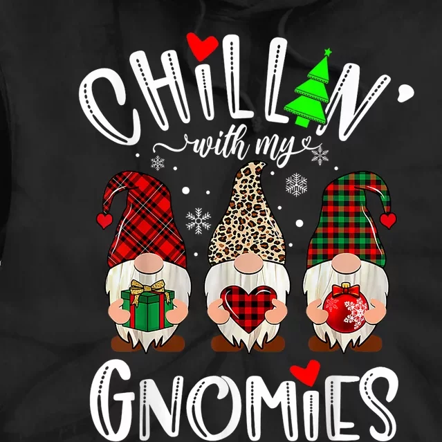 Chillin With My Gnomies Christmas Gnome Family Matching Xmas Tie Dye Hoodie