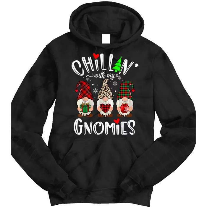 Chillin With My Gnomies Christmas Gnome Family Matching Xmas Tie Dye Hoodie