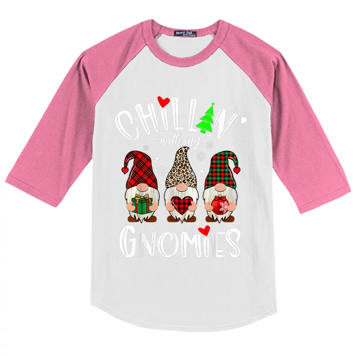 Chillin With My Gnomies Christmas Gnome Family Matching Xmas Kids Colorblock Raglan Jersey