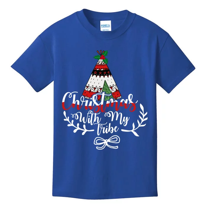 Christmas With My Tribe Red Plaid Family Matching Outfit Meaningful Gift Kids T-Shirt