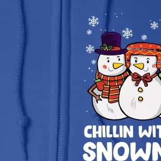 Chillin With My Snowmies Christmas Friends Winter Snow Gift Full Zip Hoodie