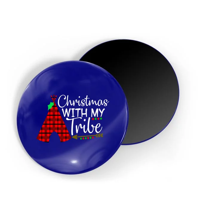 Christmas With My Tribe Red Plaid Family Matching Outfit Funny Gift Magnet