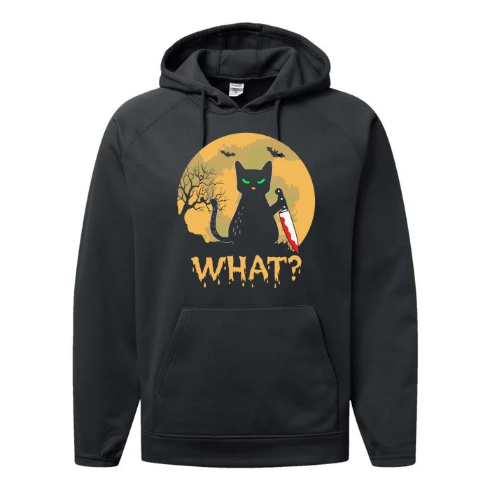 Cat What Murderous Black Cat Halloween Day Performance Fleece Hoodie