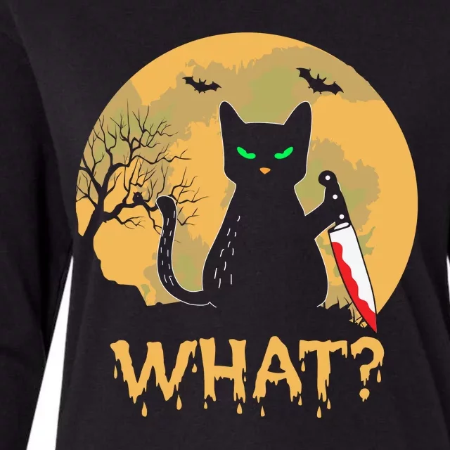 Cat What Murderous Black Cat Halloween Day Womens Cotton Relaxed Long Sleeve T-Shirt