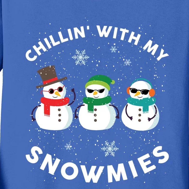 Chillin With My Snowmies Cute Snow Ugly Christmas Sweater Gift Kids Long Sleeve Shirt