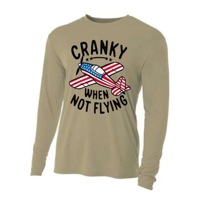 Cranky When Not Flying Funny Humor Aviation Cooling Performance Long Sleeve Crew