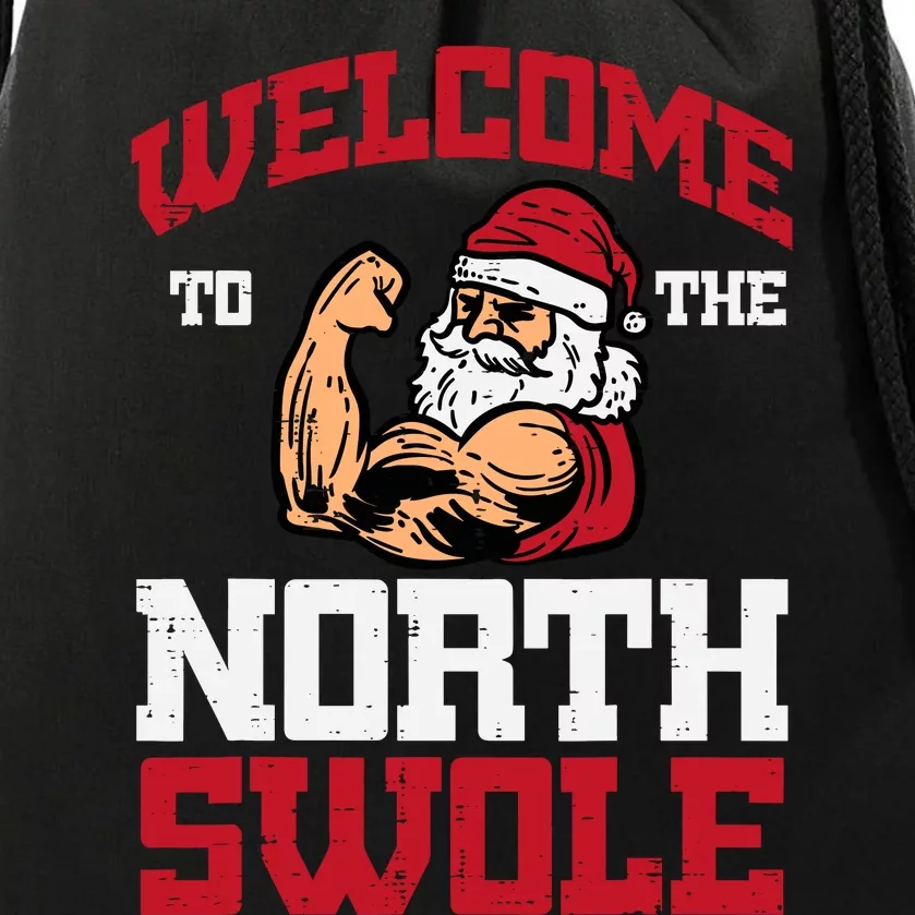 Christmas Welcome North Swole Xmas Muscle Gym Drawstring Bag