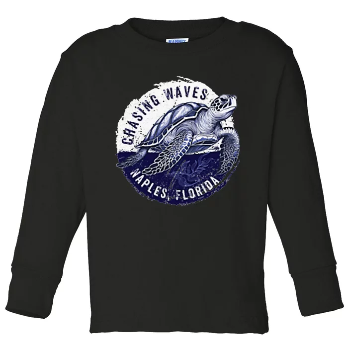 Chasing Waves Naples Florida Toddler Long Sleeve Shirt