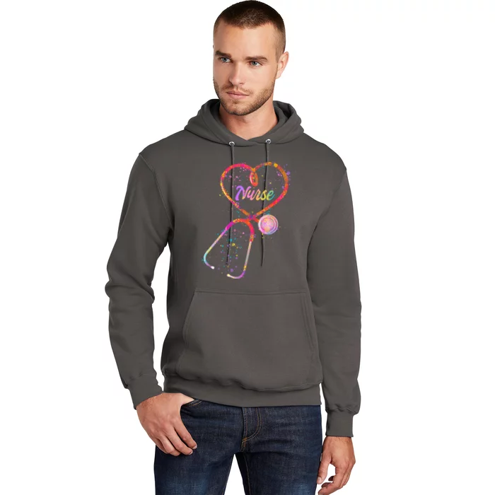 Cute Watercolor Nurse Heart Stethoscope Hoodie