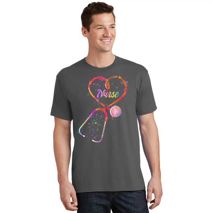 Cute Watercolor Nurse Heart Stethoscope T-Shirt