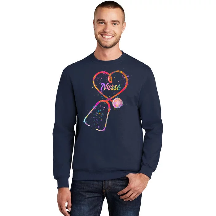 Cute Watercolor Nurse Heart Stethoscope Sweatshirt