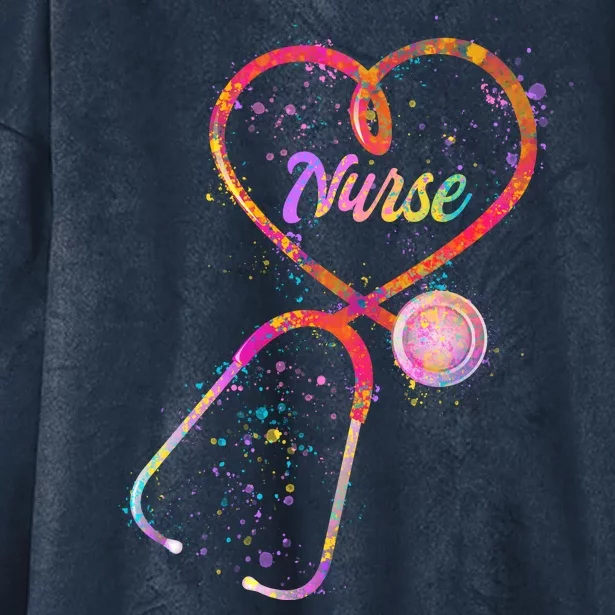 Cute Watercolor Nurse Heart Stethoscope Hooded Wearable Blanket