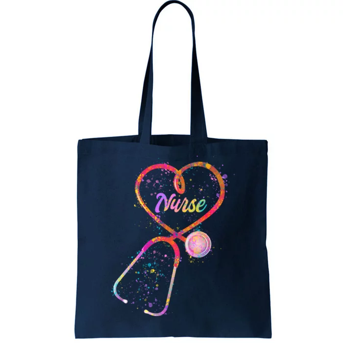 Cute Watercolor Nurse Heart Stethoscope Tote Bag