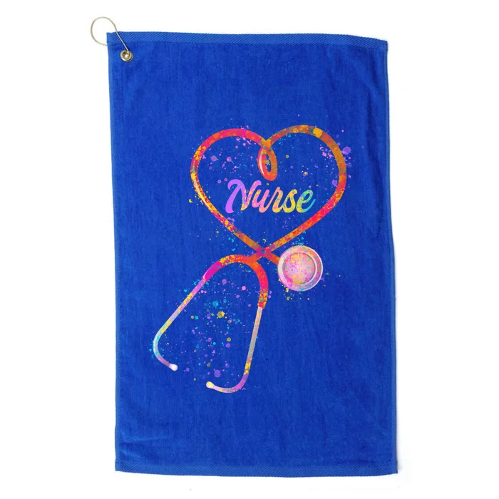 Cute Watercolor Nurse Heart Stethoscope Platinum Collection Golf Towel