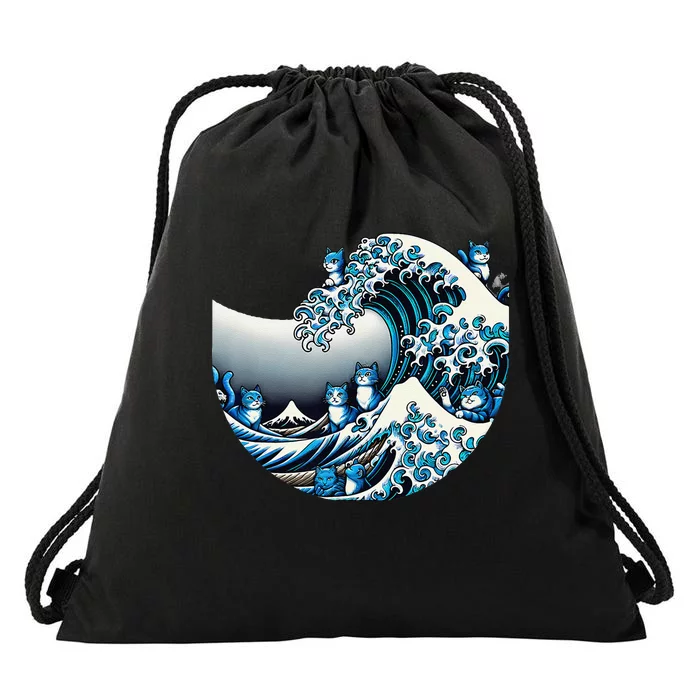 Cute Wave Of Blue Cats For Kamala Funny Gift Drawstring Bag