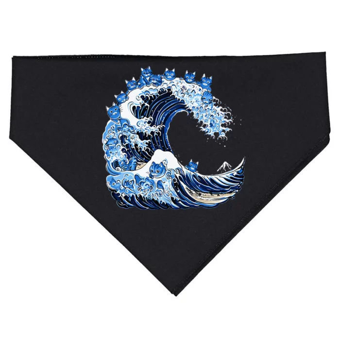 Cute Wave Of Blue Cats For Kamala USA-Made Doggie Bandana