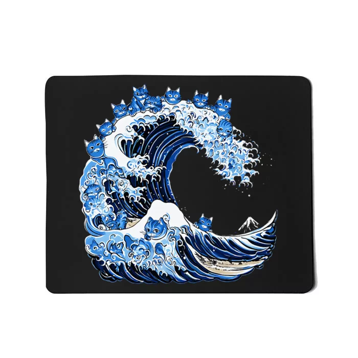 Cute Wave Of Blue Cats For Kamala Mousepad