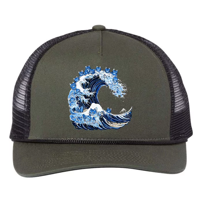 Cute Wave Of Blue Cats For Kamala Retro Rope Trucker Hat Cap