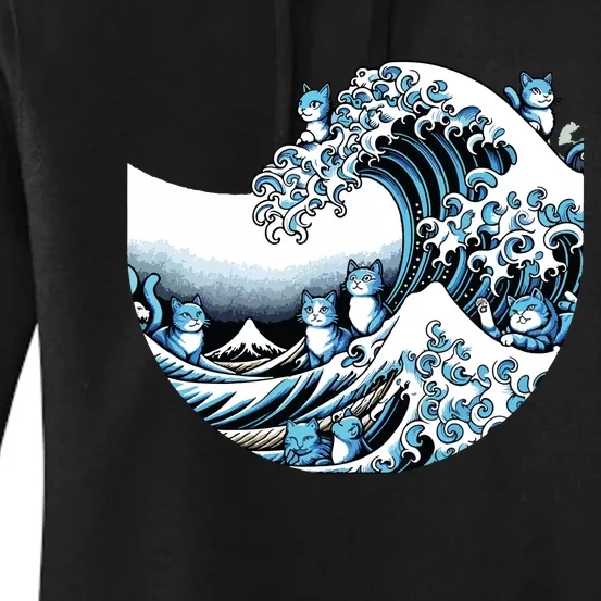 Cute Wave Of Blue Cats For Kamala Funny Women's Pullover Hoodie