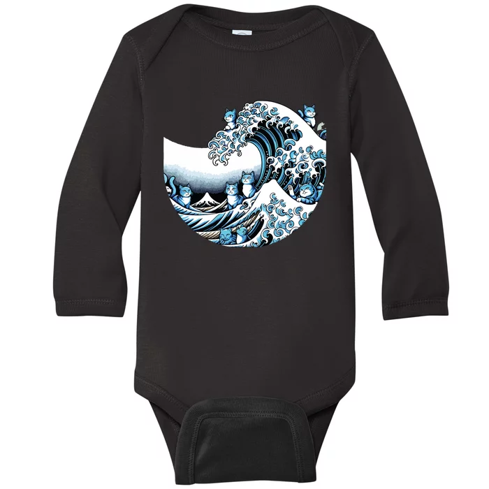 Cute Wave Of Blue Cats For Kamala Funny Baby Long Sleeve Bodysuit