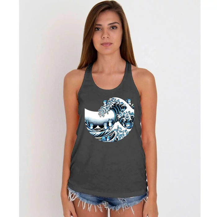 Cute Wave Of Blue Cats For Kamala Funny Women's Knotted Racerback Tank