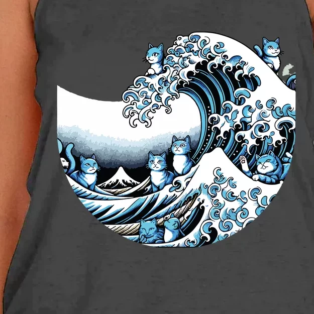 Cute Wave Of Blue Cats For Kamala Funny Women's Knotted Racerback Tank