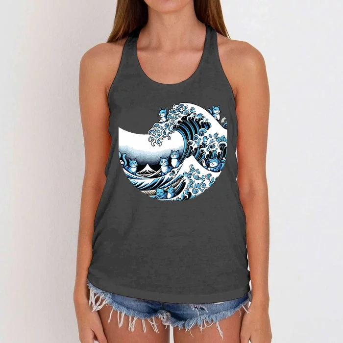 Cute Wave Of Blue Cats For Kamala Funny Women's Knotted Racerback Tank