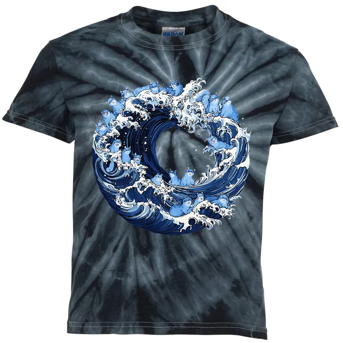 Cute Wave Of Blue Cats For Kamala Kids Tie-Dye T-Shirt