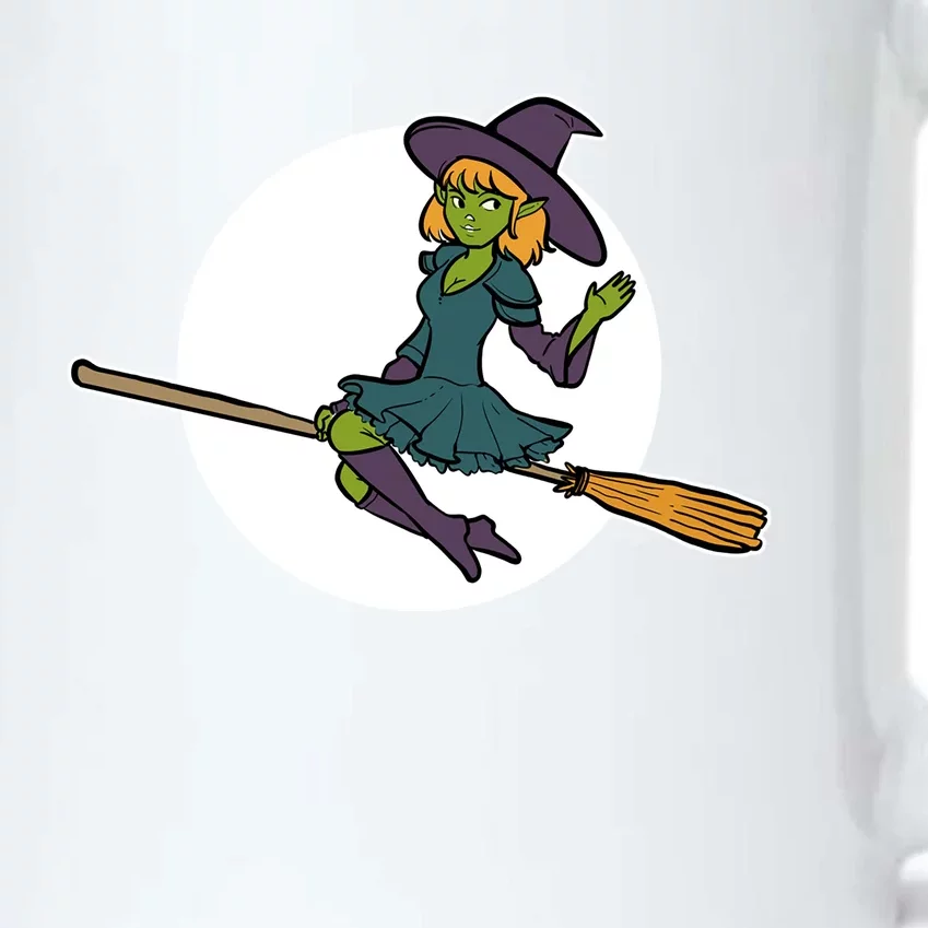 Cute Witch On A Broom Halloween Moon Gift Black Color Changing Mug