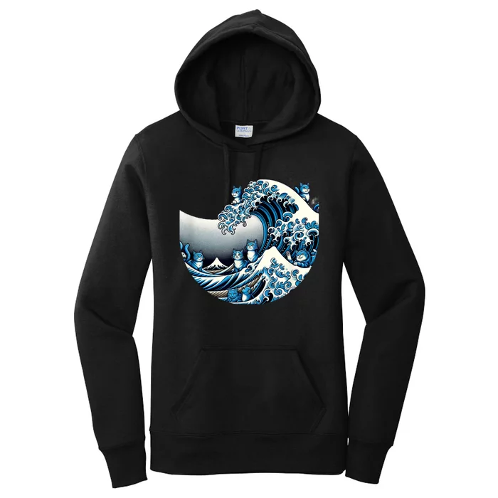 Cute Wave Of Blue Cats For Kamala Funny Women's Pullover Hoodie