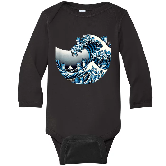 Cute Wave Of Blue Cats For Kamala Funny Baby Long Sleeve Bodysuit