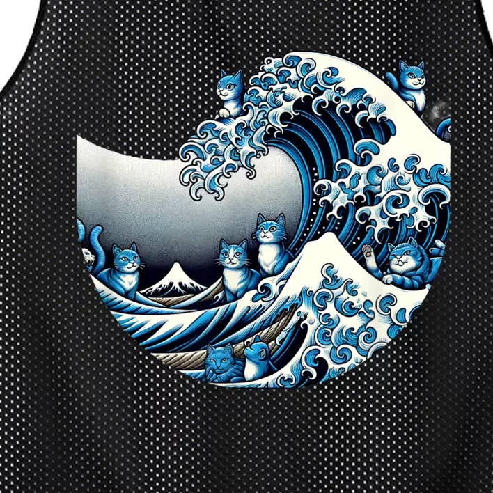 Cute Wave Of Blue Cats For Kamala Funny Mesh Reversible Basketball Jersey Tank