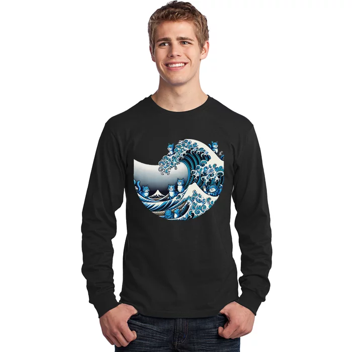 Cute Wave Of Blue Cats For Kamala Funny Long Sleeve Shirt