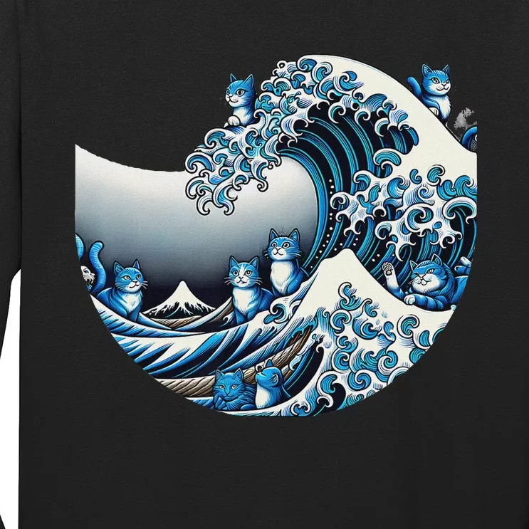 Cute Wave Of Blue Cats For Kamala Funny Long Sleeve Shirt