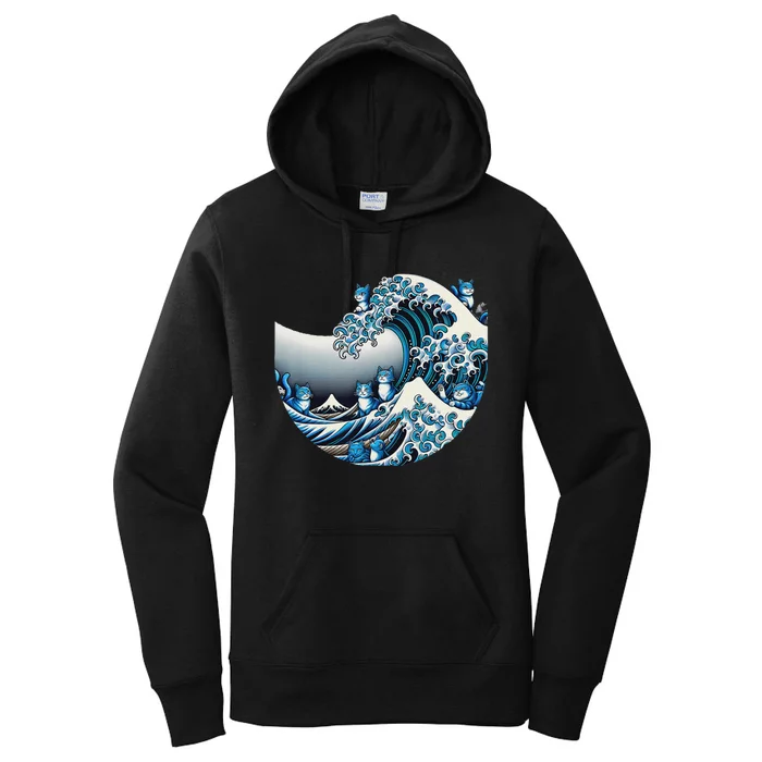 Cute Wave Of Blue Cats For Kamala Funny Women's Pullover Hoodie