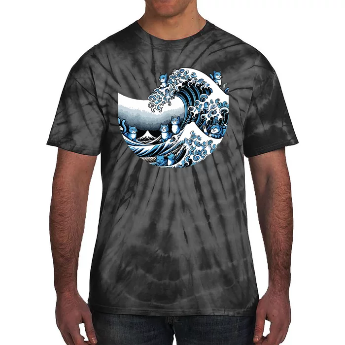 Cute Wave Of Blue Cats Blue Cats Wave Tie-Dye T-Shirt