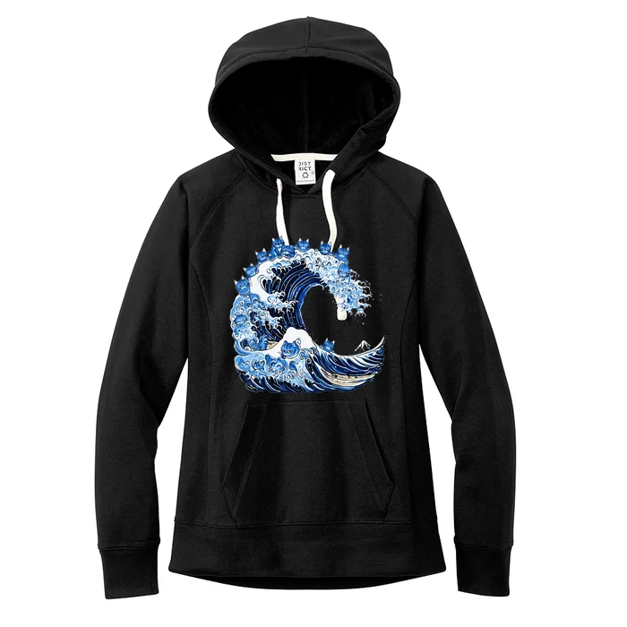 Cute Wave Of Blue Cats For Kamala Women's Fleece Hoodie