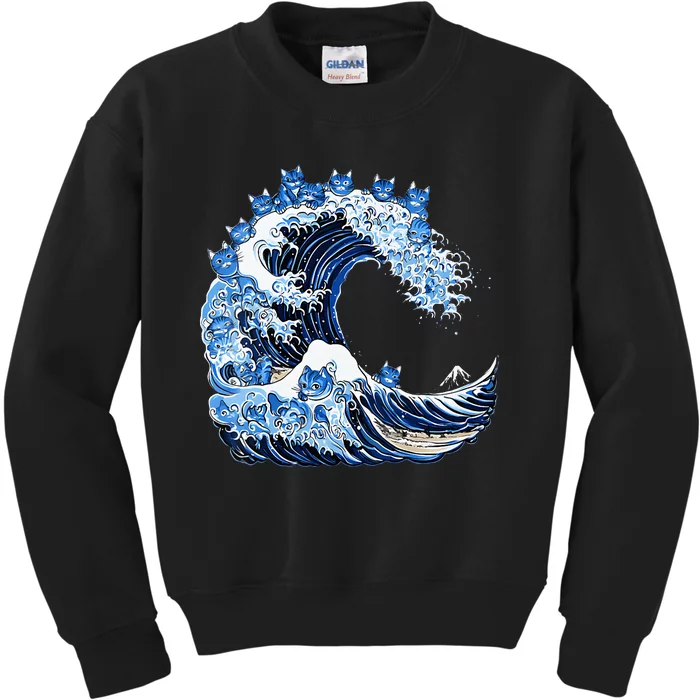 Cute Wave Of Blue Cats For Kamala Kids Sweatshirt