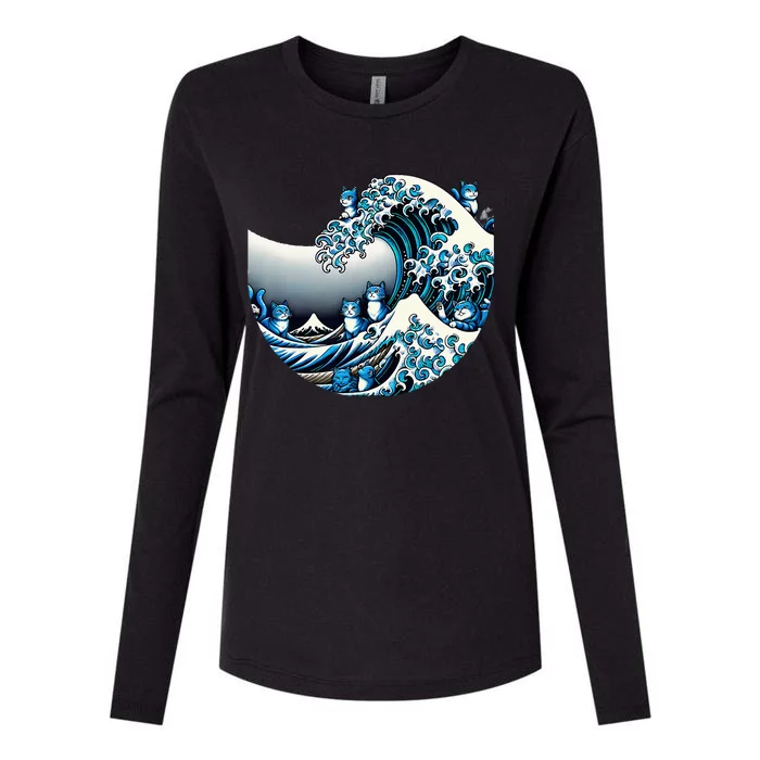 Cute Wave Of Blue Cats For Kamala Funny Womens Cotton Relaxed Long Sleeve T-Shirt