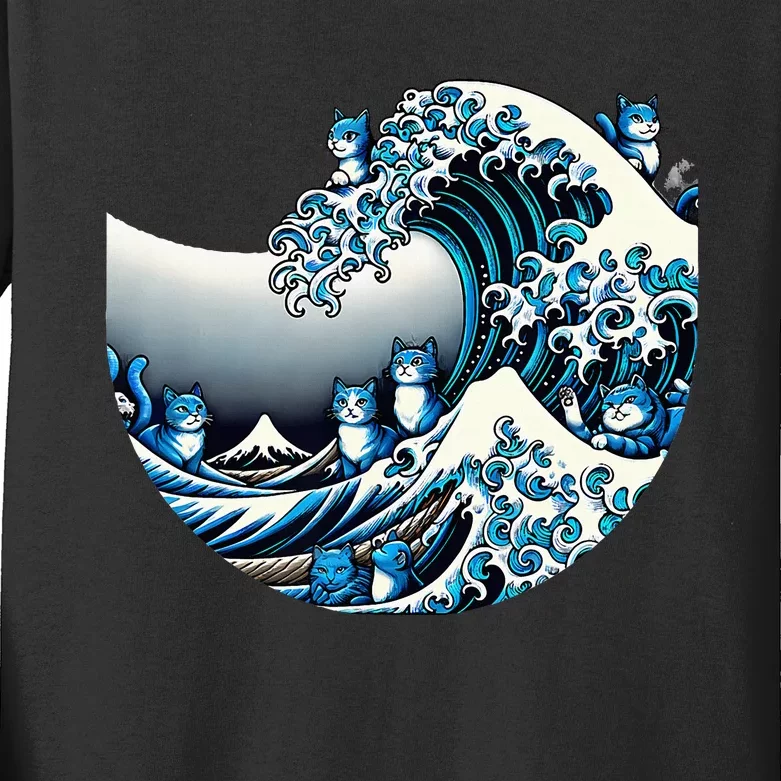 Cute Wave Of Blue Cats For Kamala Funny Kids Long Sleeve Shirt